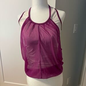 Lucky in Love athletic tank top with sheer overlay. Size XS.